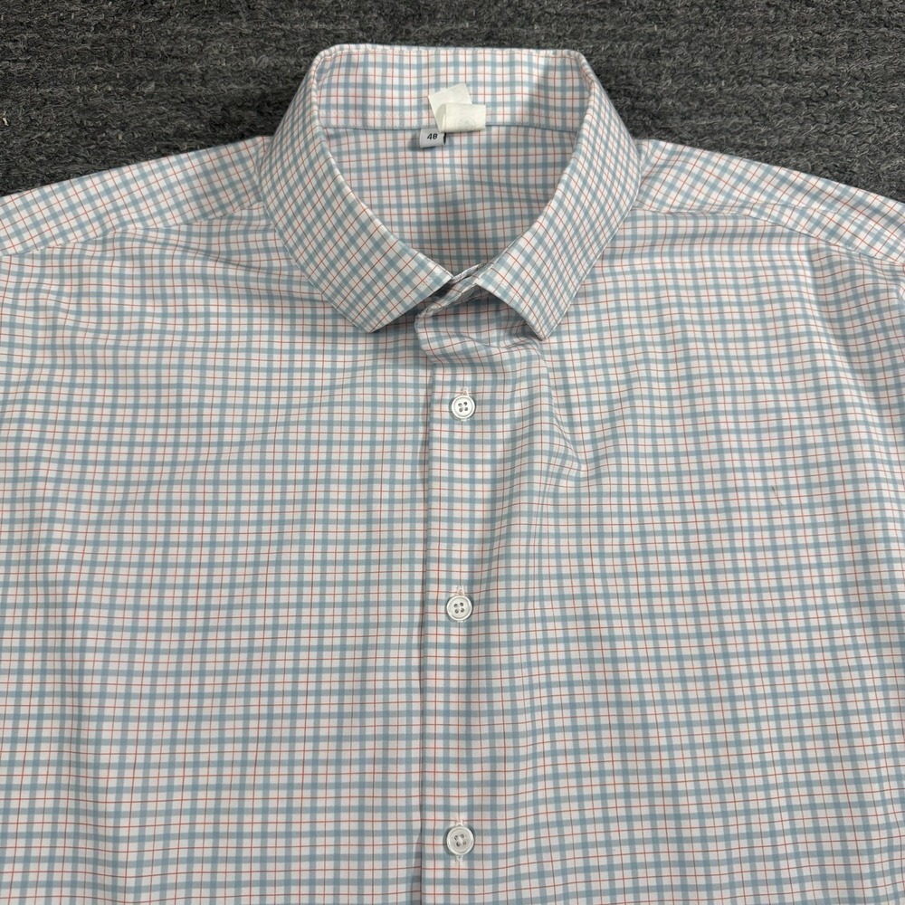 State & Liberty Dress Shirt Men 48 White Plaid Performance Stretch Athletic Fit